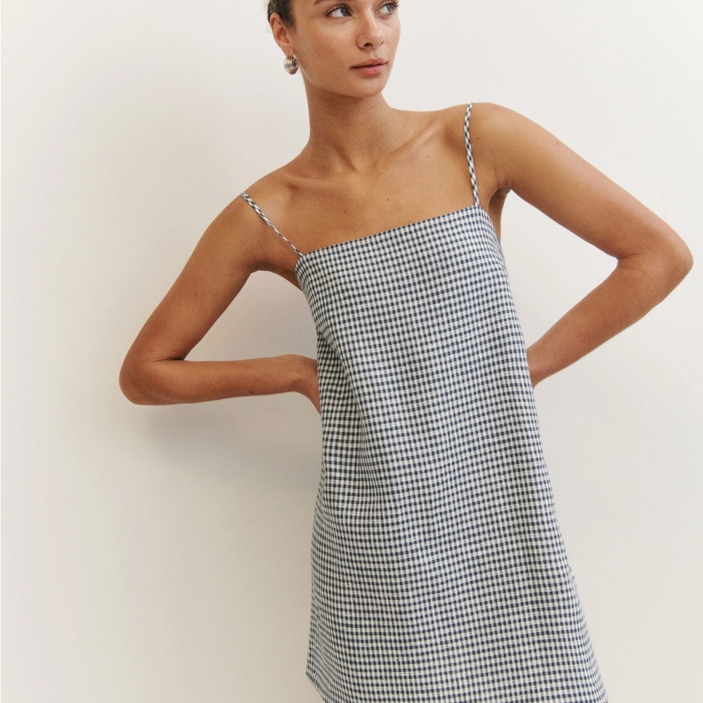 Reformation Aubree checkered linen dress